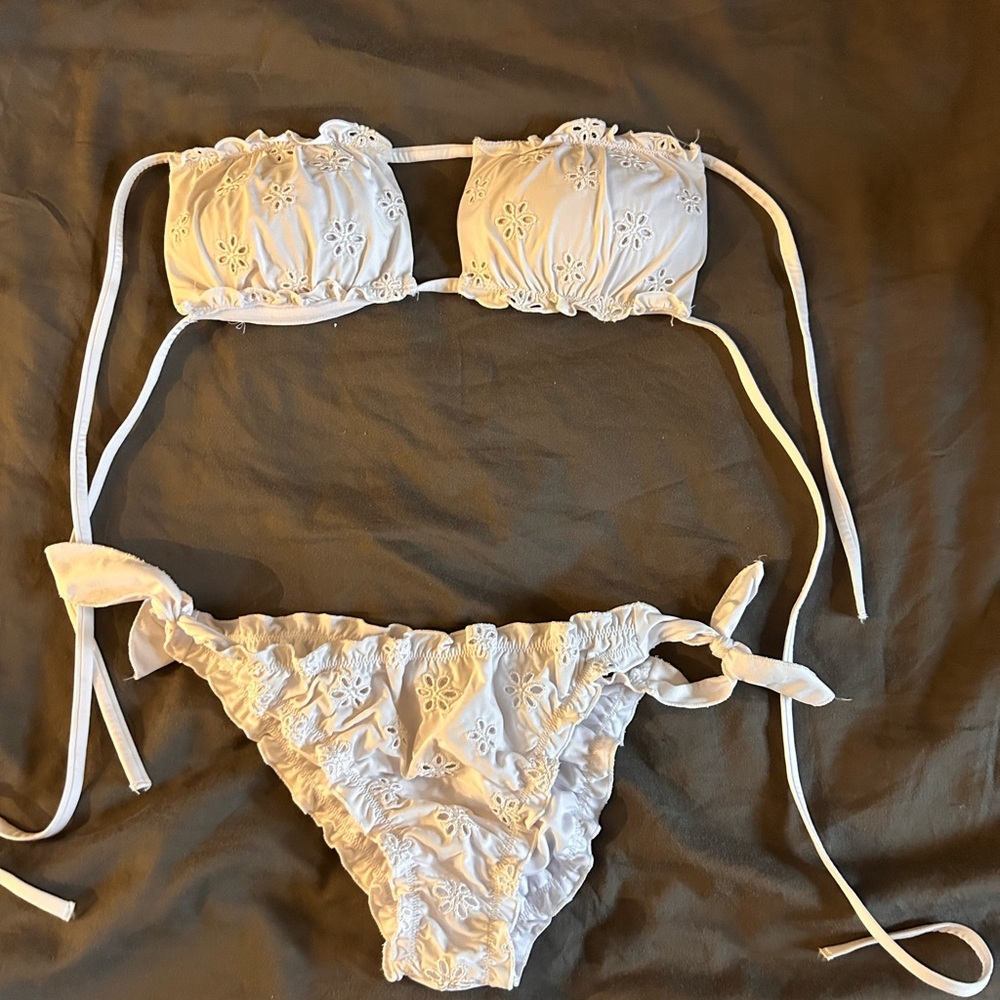 White Eyelet Bikini Set
